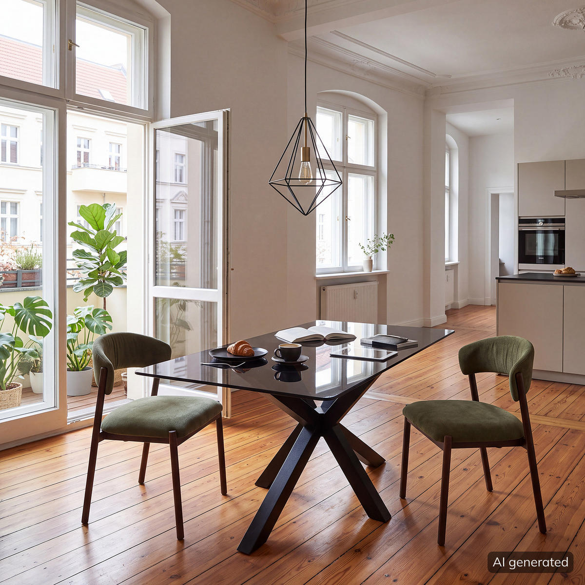 ESSTISCH - Glas / Massivholz - Eiche - Eichefarben/Schwarz, Glas/Holz (90/160/76cm) - home24