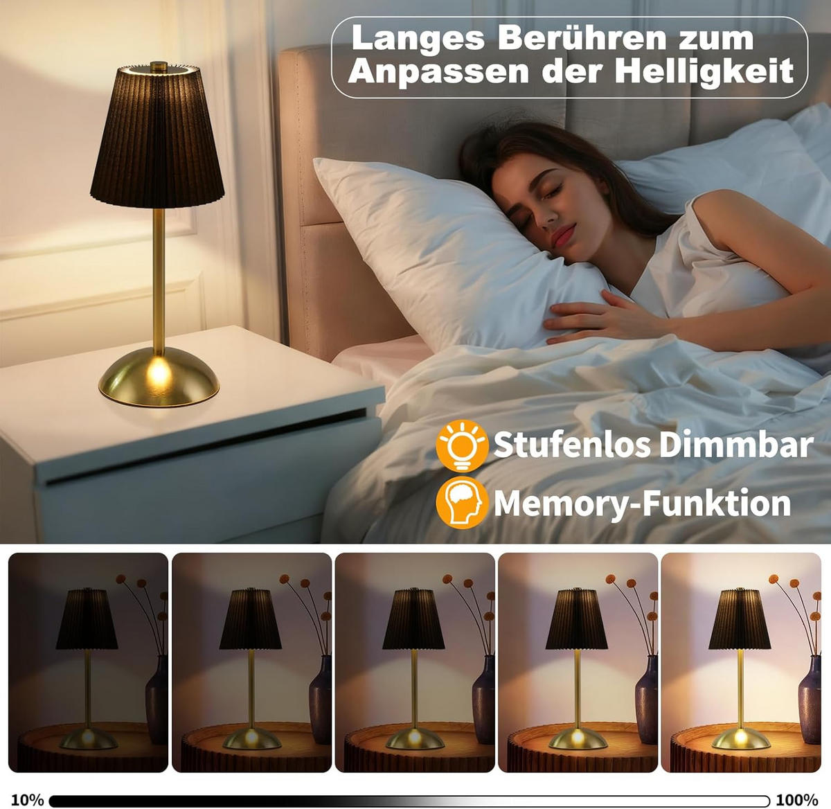 LED stolní lampa BROOKS III 12/12/30 cm (sada 2 ks) - černá, kov (12/12/30cm) - Nettlife