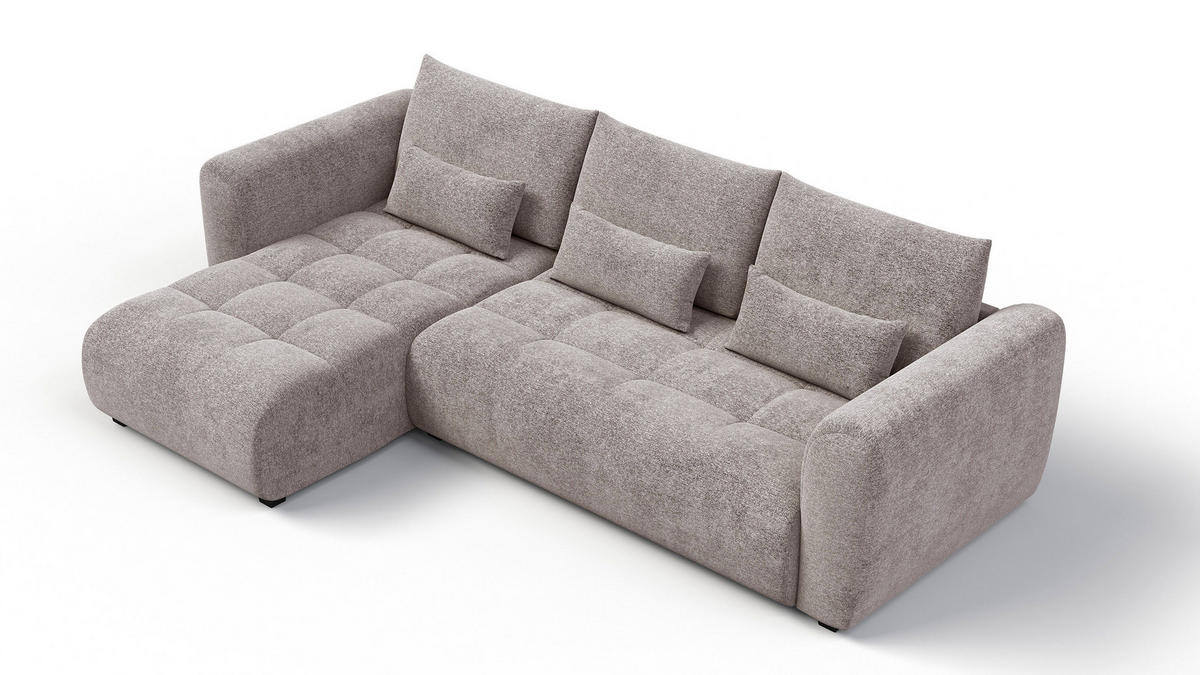 ECKSOFA SORENO 4-Sitzer, dunkelbeige - Beige/Schwarz, Holz/Textil (293/171cm) - Courtois Laville