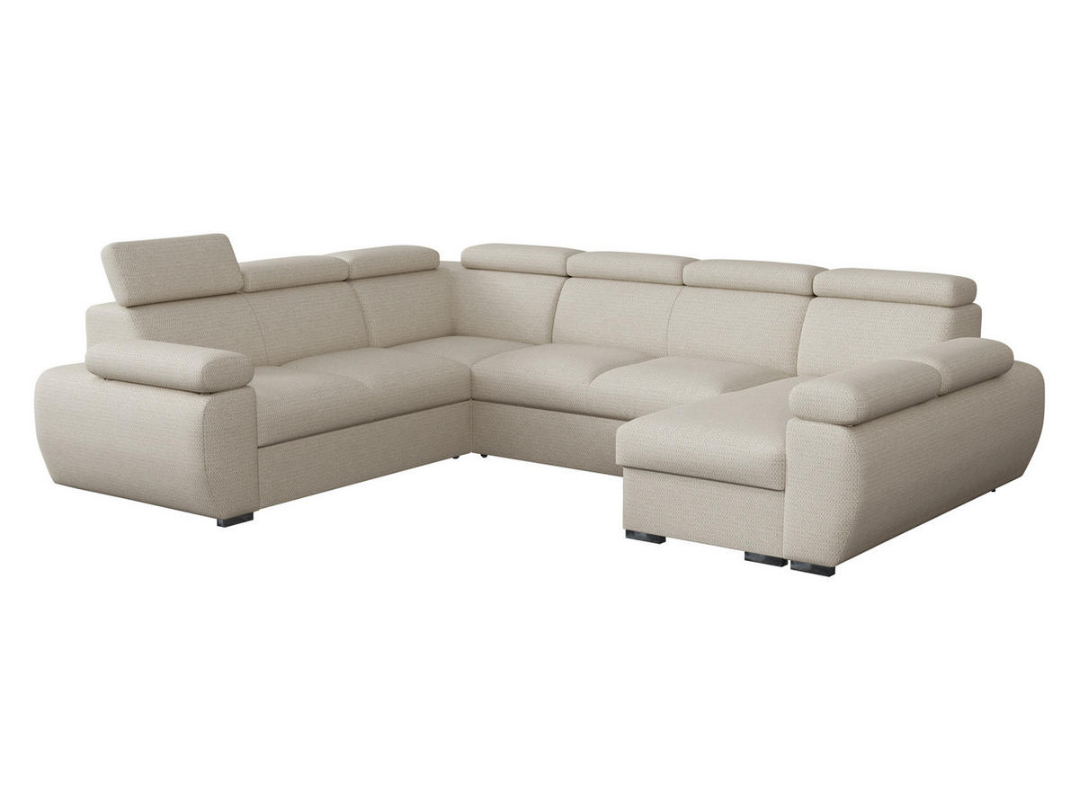 WOHNLANDSCHAFT Boston U, Seite: Rechts - 2R+R+2P+LC - Chromfarben/Creme, Holz/Textil (325/98/260cm) - MIRJAN24
