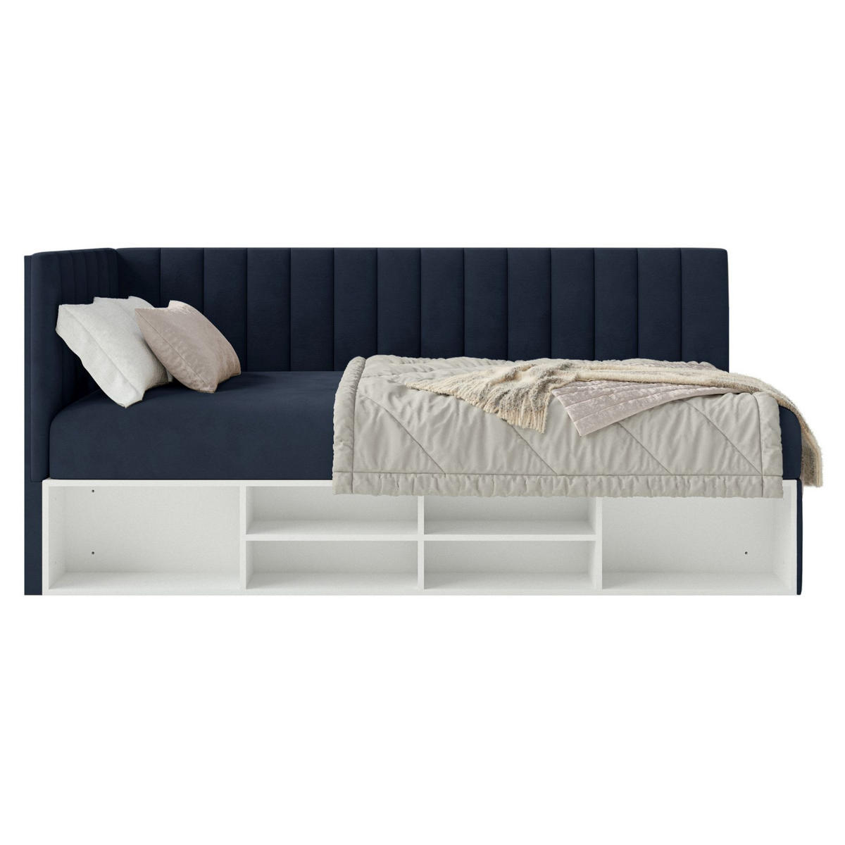 JUGENDBETT Ventrio Dunkelblau Easy-Clean-Samtbezug 90x200 cm - Graphitfarben, Kunststoff/Textil (90/200cm) - Selsey