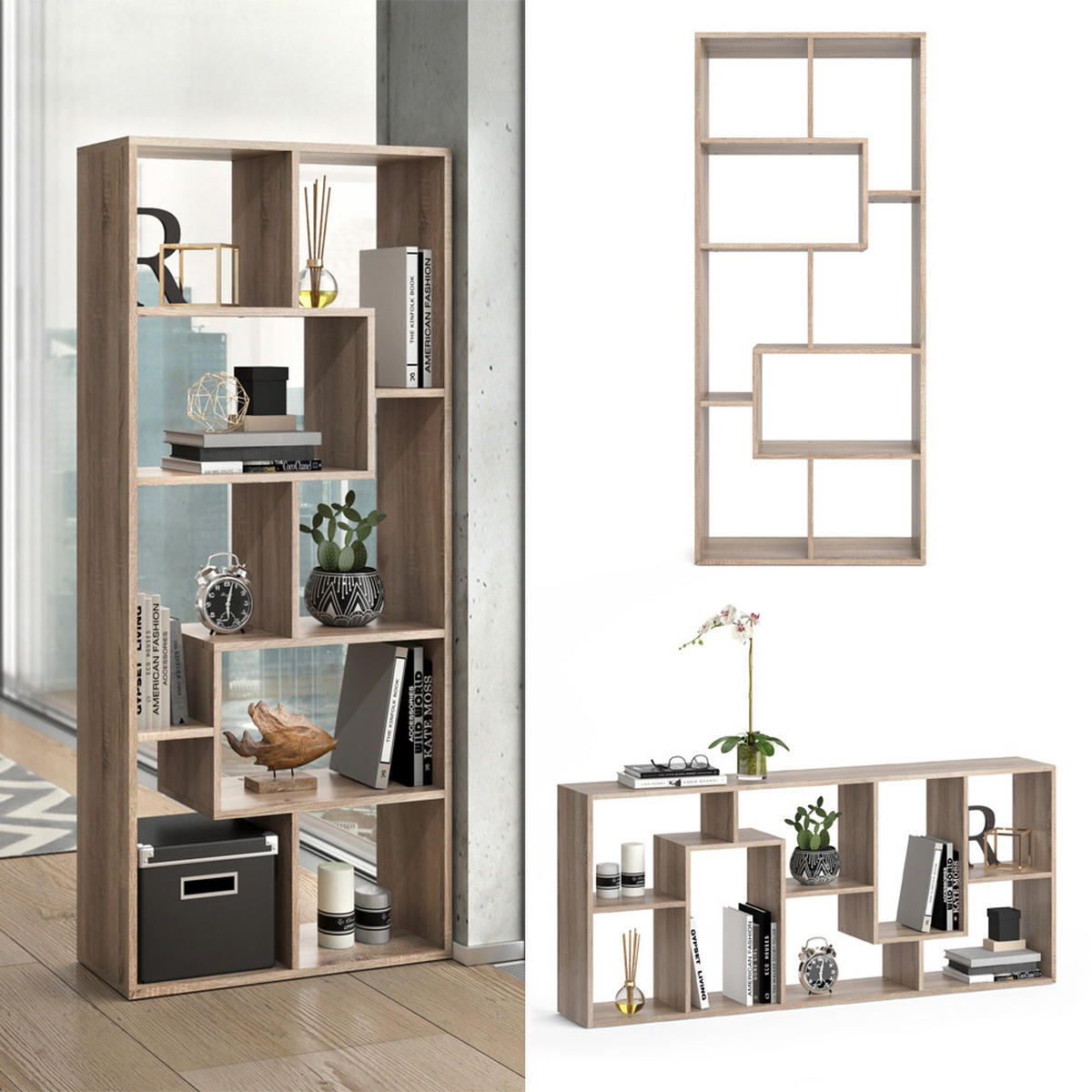 RAUMTEILER Noa Sonoma 160.6 x 67.2 cm - Sonoma Eiche, Holzwerkstoff (160.6/67.2/25cm) - Vicco