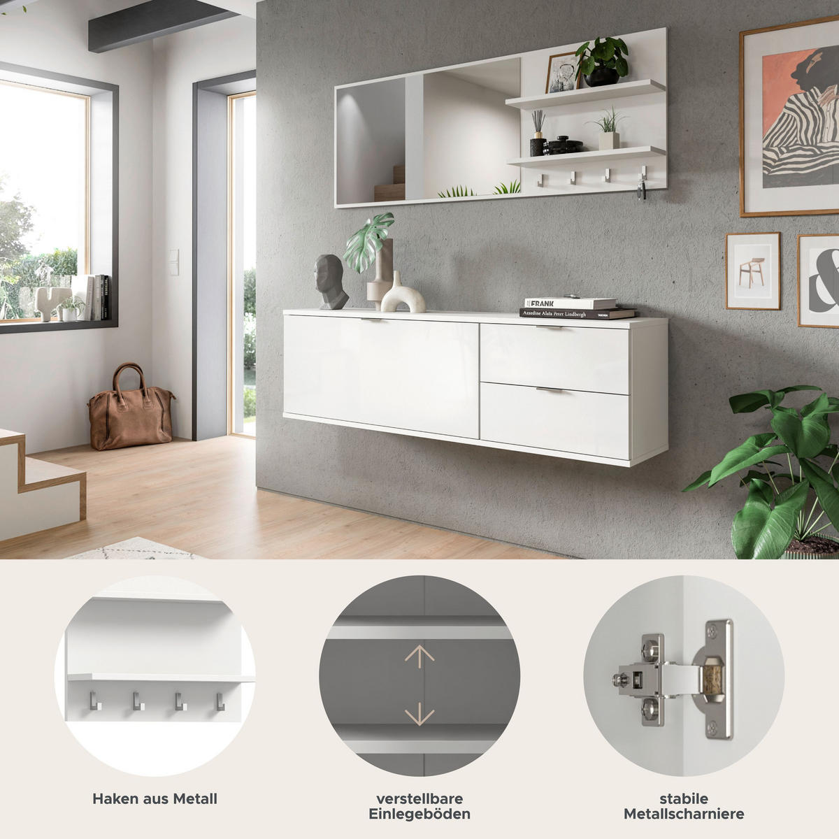 GARDEROBE Systemmöbel Projekt X 4tlg. Kombination , ca.144x191x37 cm - Weiß, Holzwerkstoff (144/191/37cm)