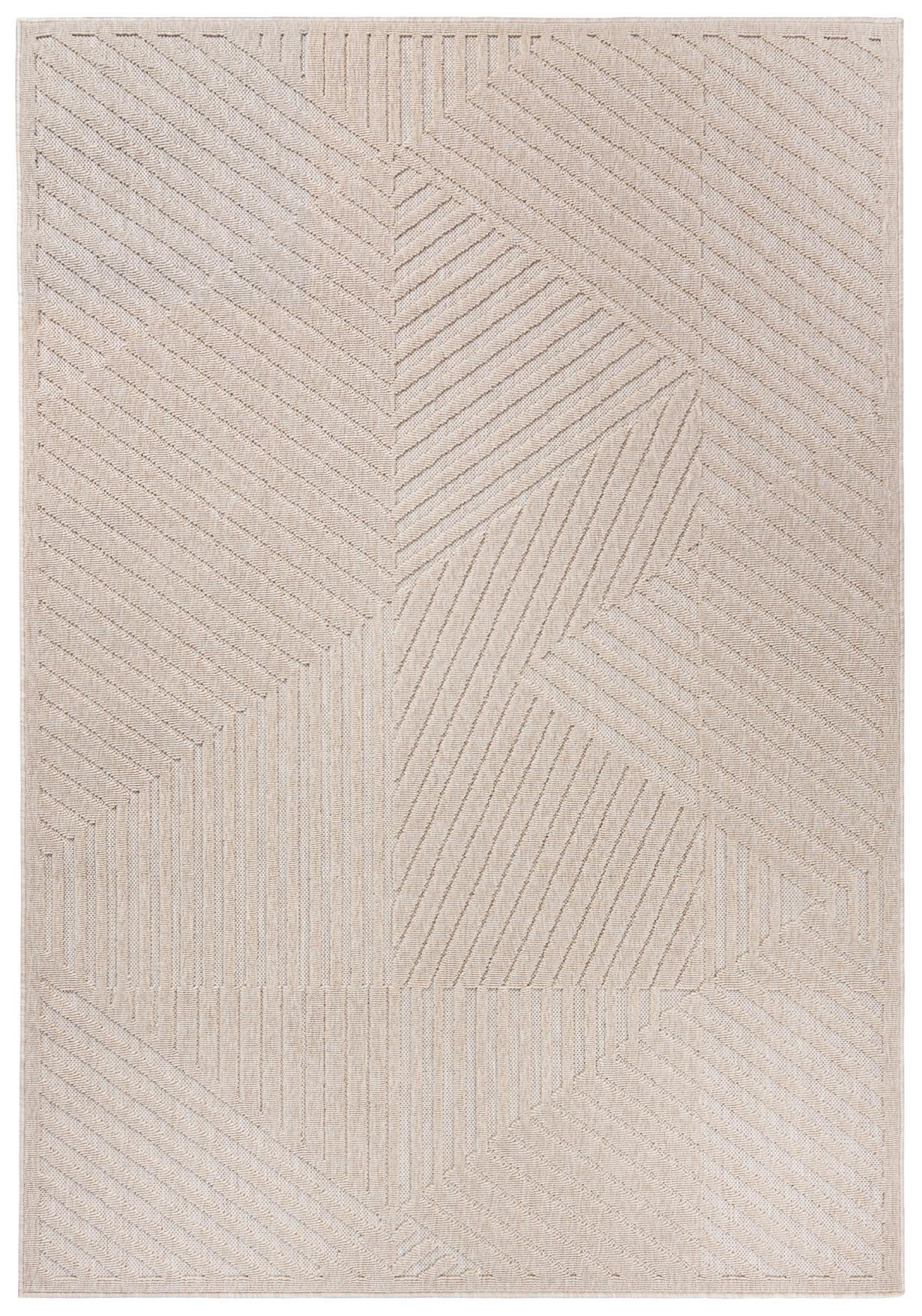 TEPPICH Beige In-Outdoor Geometrisch - Kurzflor Rechteckig - 140 x 200 cm - Beige/Creme, Textil (140/200cm) - Mazovia