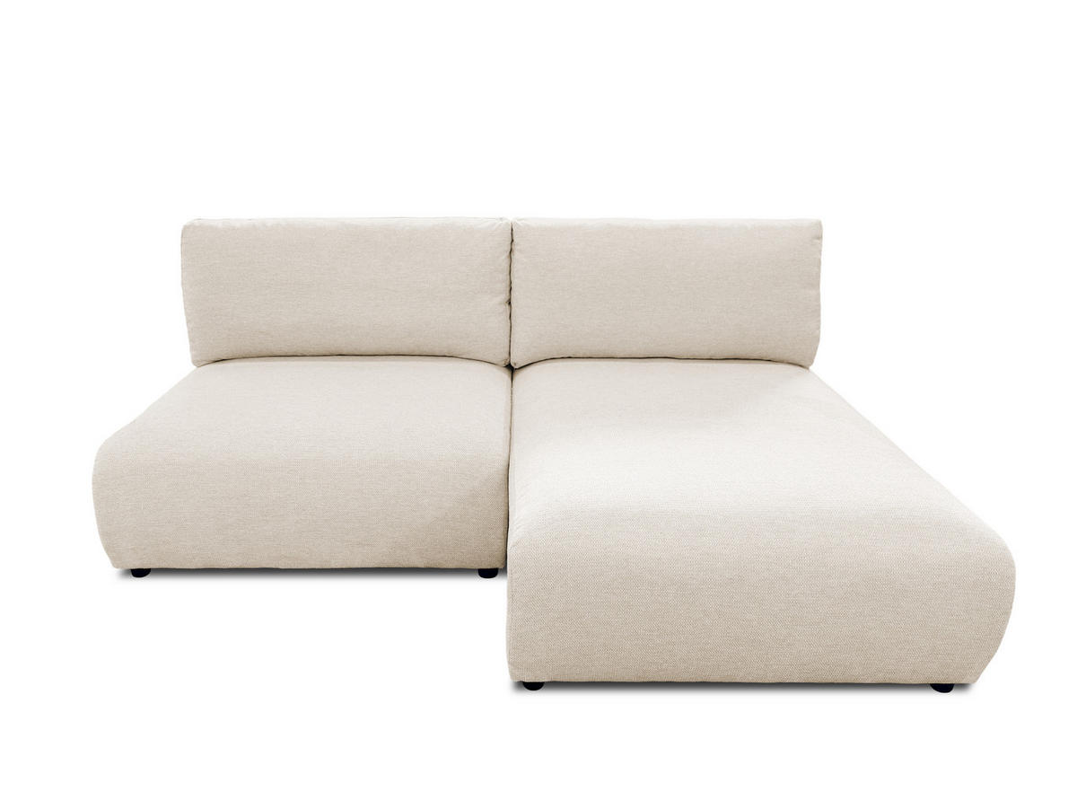 ECKSOFA Sora mit Schlaffunktion, Bettkasten und extra tiefer Komfortzone aus hochwertigem Hellbeige Strukturstoff - Beige/Schwarz, Holz/Kunststoff (200/140cm) - S-Style