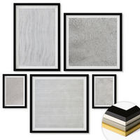 WANDBILDER 5er-Set - 50x50 cm & 20x30 cm & 40x60 cm Schwarzer Rahmen - Sandmuster geometrische Strukturen - Schwarz, Kunststoff (40/60cm) - ArtPrintCave