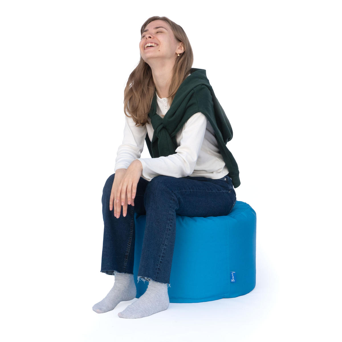 SITZPOUF L blau - Blau, Textil (500/300/500cm) - Bruni