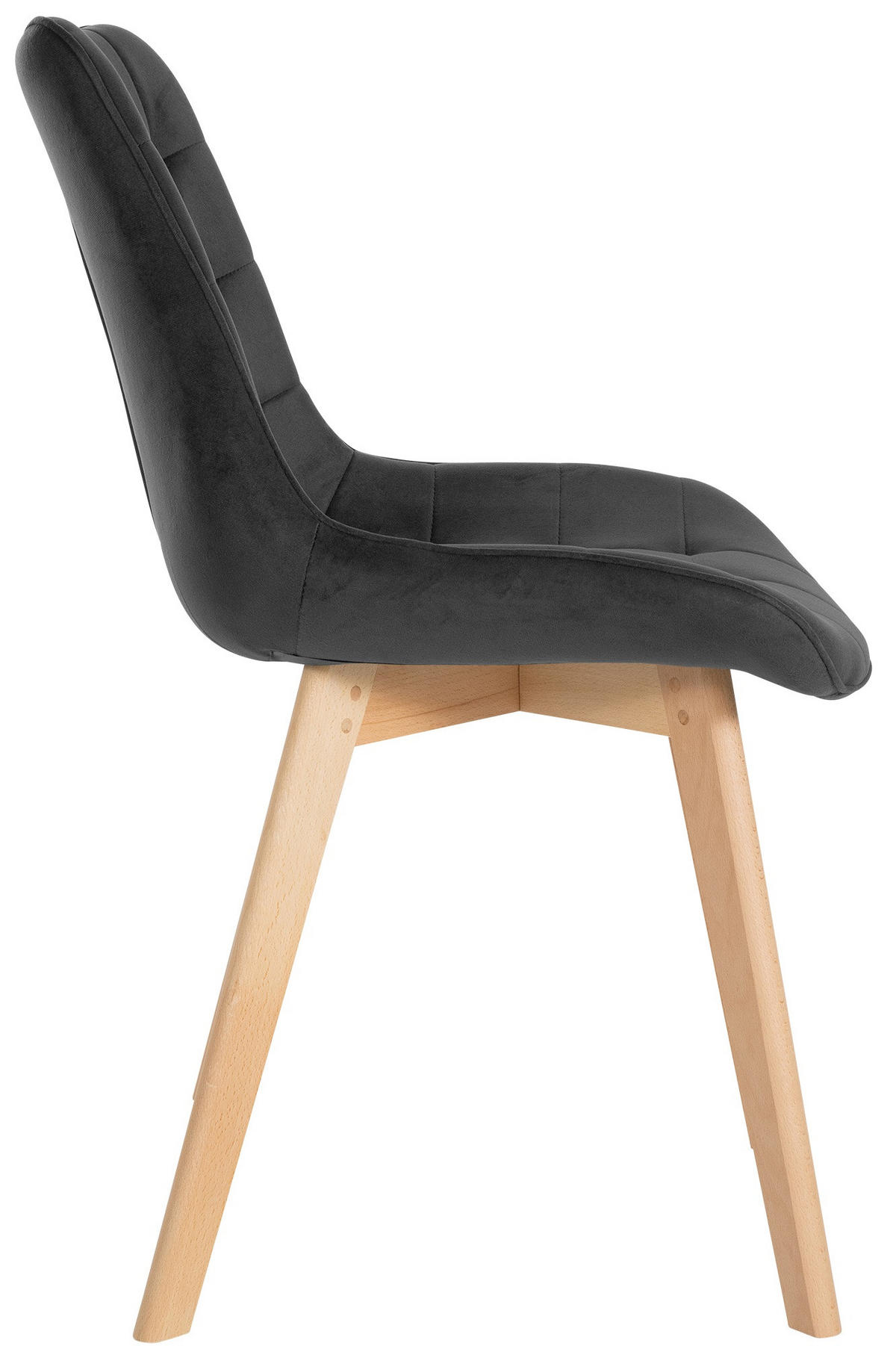 STUHL 2er Set Samt schwarz - Eukalyptusholzfarben/Schwarz, Holz/Textil (54/84/63cm) - CLP