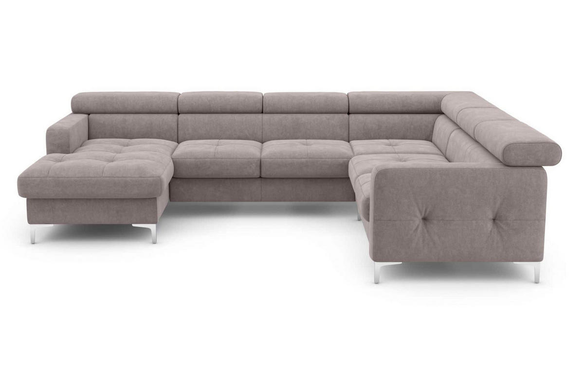 WOHNLANDSCHAFT mit Schlaffunktion und Bettkasten - Chromfarben/Silberfarben, Holz/Textil (240/74/304cm) - Cotta