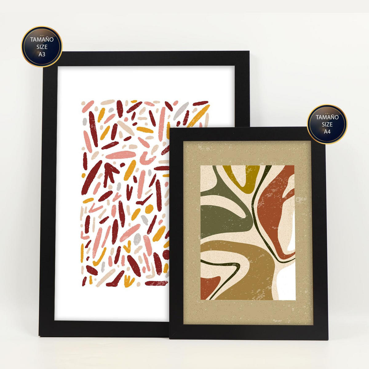 POSTER Set Mit 6 Drucken Von Muster 2 In Der Sammlung Von Ethnischenabzügen Dekorative Rahmen Für Ihr Zuhause Wandkunstdruck A3 & A4 Schwarzer Rahmen - Schwarz, Papier (29/3cm) - Nacnic