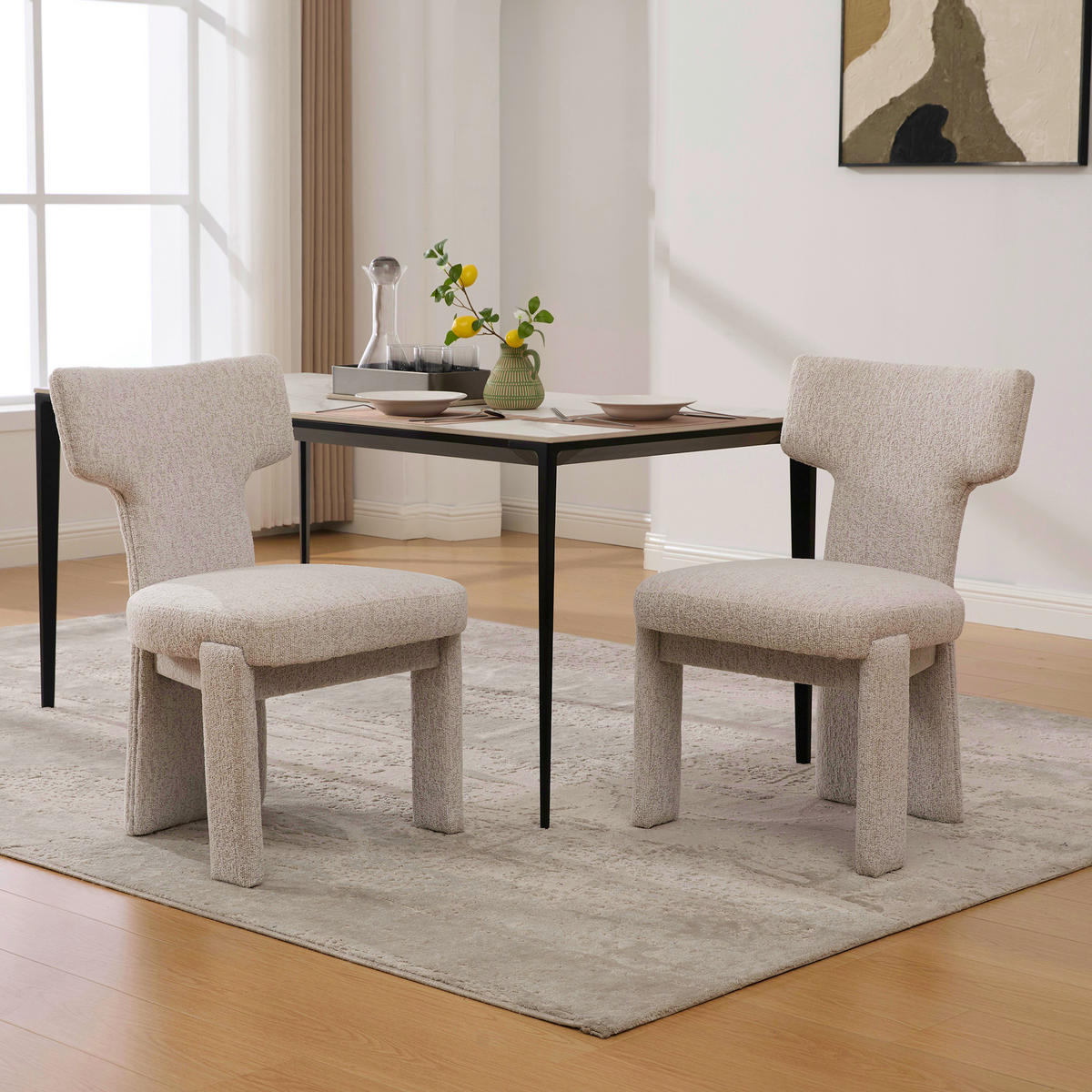 STUHL mit Armlehnen stabil Beige 56x64x86 cm Textil - Beige, Textil (56/86/64cm) - SONNENH
