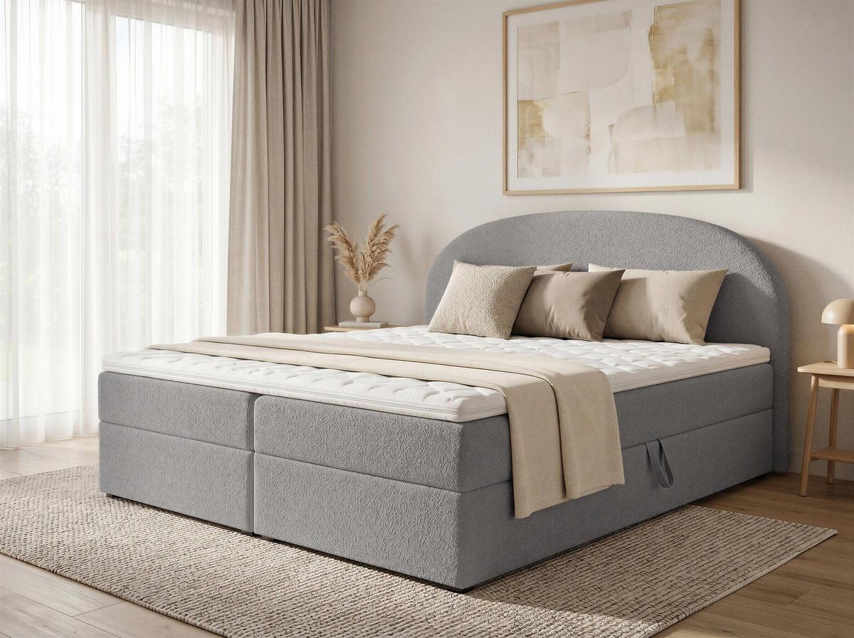 BOXBETT Cloud - 160x200 -grau (Coral 75) - Schwarz/Grau, Holz/Holzwerkstoff (160/200cm) - Sofnet