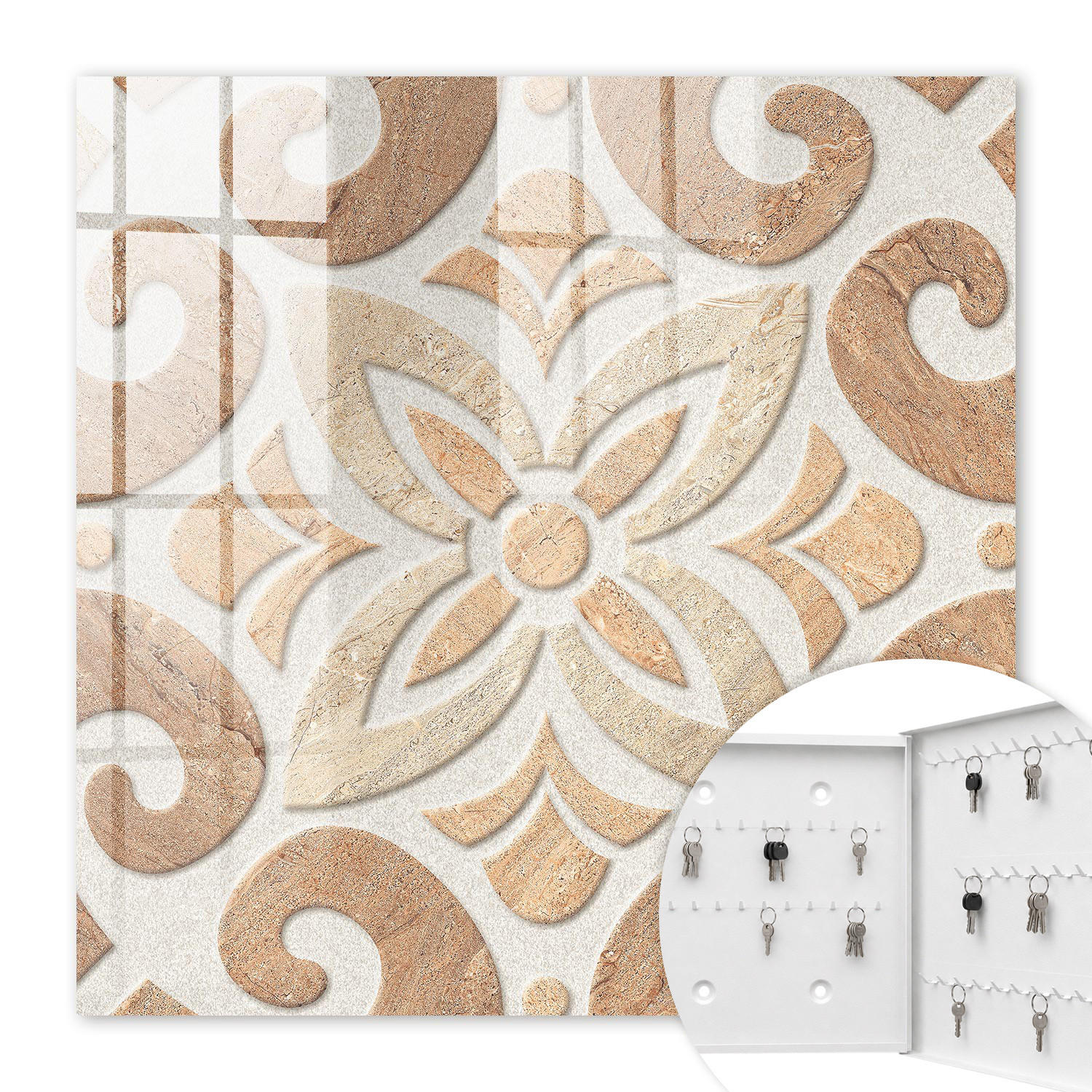SCHLÜSSELBOX Weiß 30x30 cm – Türöffnung nach rechts - Beige Eleganz - Beige, Metall (30/30/5cm) - TULUP