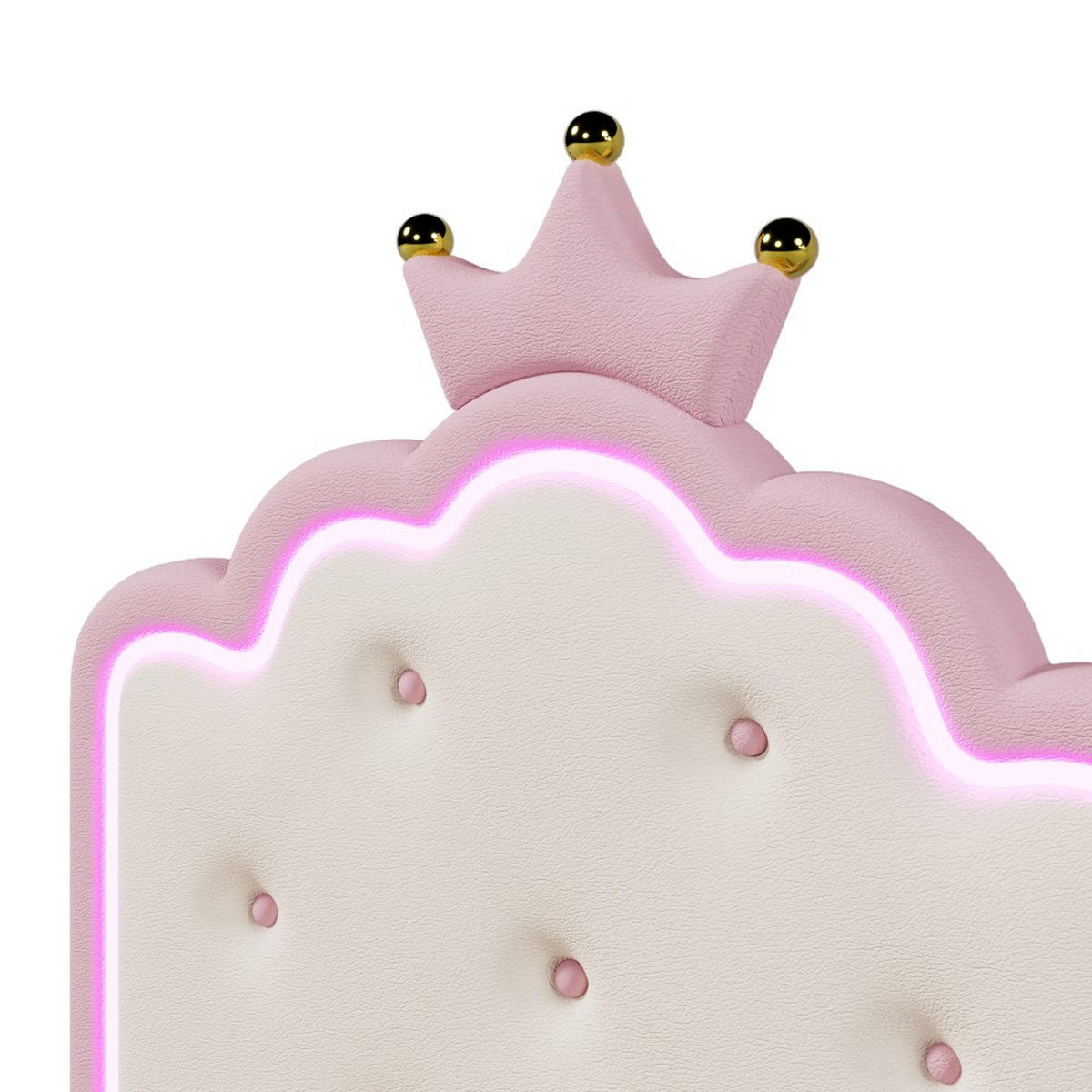 POLSTERBET 90 x 200 cm in Rosa PU mit Ambientelicht - Pink, Textil (90/200cm) - KOMHTOM