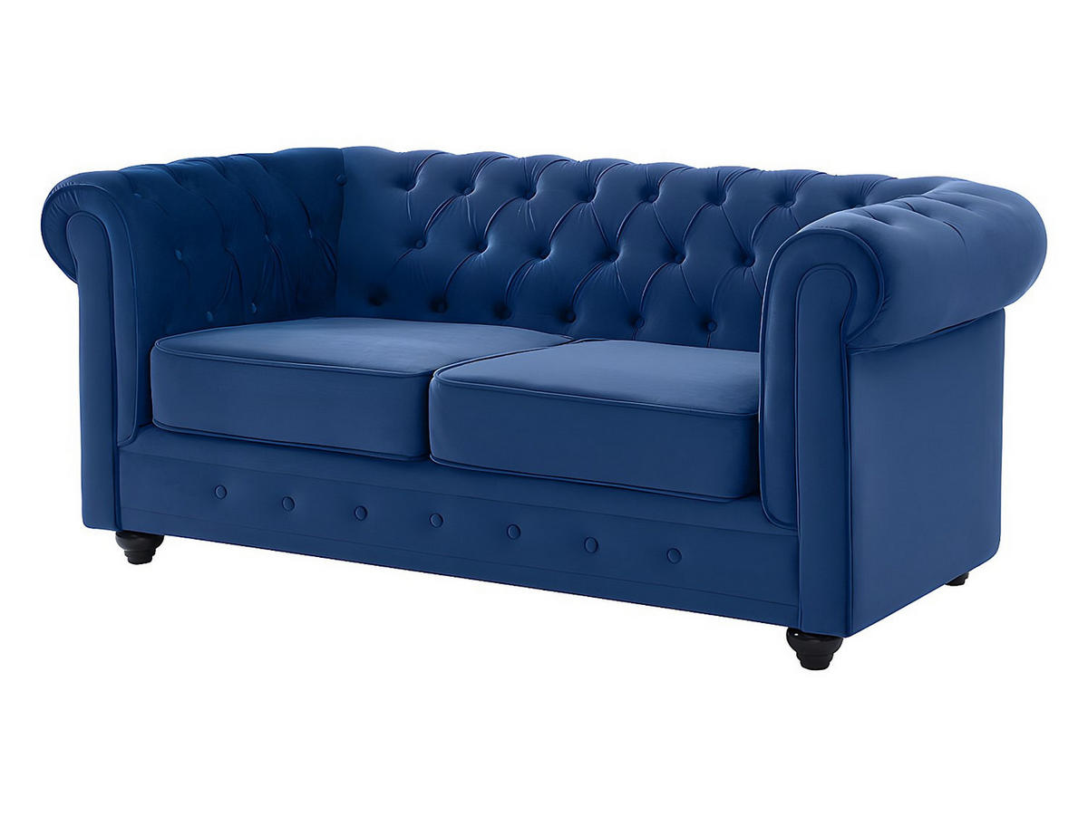 COUCHGARNITUR 3+2+1 - Samt - Dunkelblau - CHESTERFIELD - Blau, Textil (88/72/205cm) - Vente-Unique