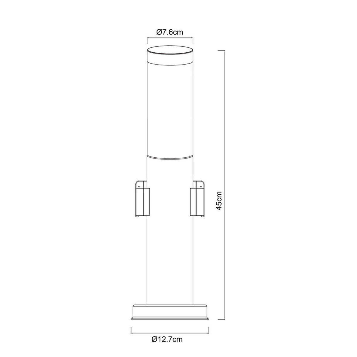 LED SOCKELLEUCHTE Edelstahl Anthrazit - Anthrazit, Metall (7.6/7.6/45cm) - Globo Lighting
