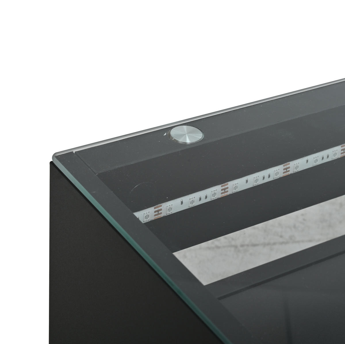 COUCHTISCH 70/70/35 cm schwarz aus MDF und Glas mit LED - Schwarz, Holzwerkstoff (70/70/35cm) - OKMYHOME