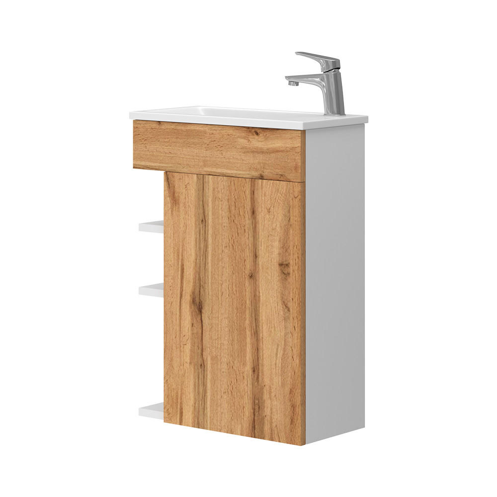 BADMÖBEL-SET Amadeo Goldkraft Eiche 2 Teile, mit Waschbecken - Honigeiche, Holzwerkstoff (50/70/25cm) - Vicco