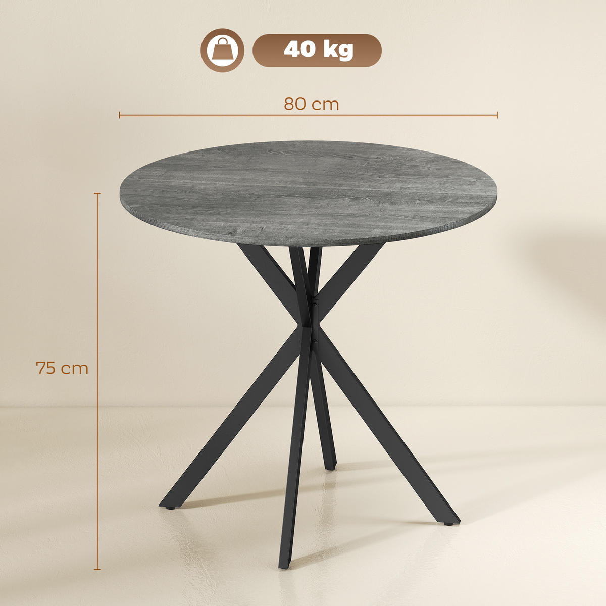 ESSTISCH Grau 80.0/80.0/75.0 - Grau, Holzwerkstoff (80/80/75cm)