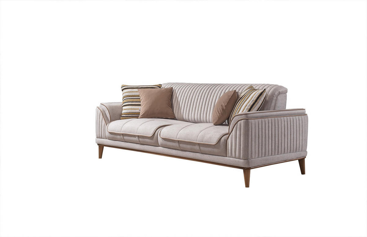 SITZGARNITUR Bond Creme Stellvariante:3+1 - Creme, Holz (227/85/100cm) - Villa Möbel