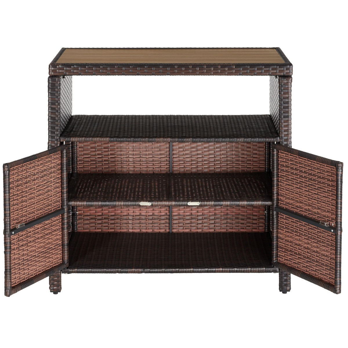 GARTENSCHRANK Monscia, höhenverstellbare Füße, 90 x 55,5 x 87 cm, braun - Braun, Kunststoff (90/97/55.5cm) - tectake