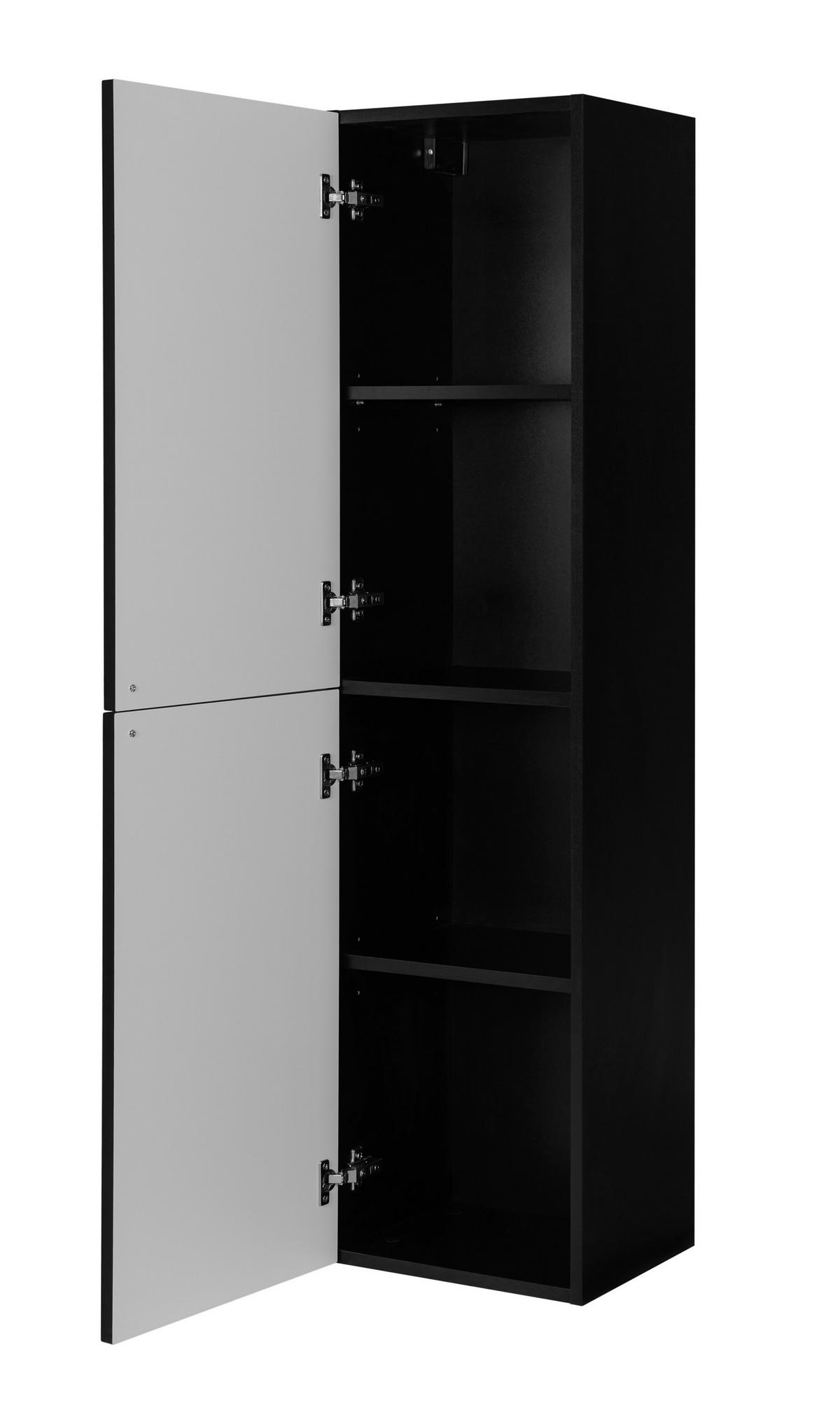 BADEZIMMERSCHRANK, schwarz, 35 x 136 x 27 cm, goldener Griff - Goldfarben/Schwarz, Holzwerkstoff/Metall (35/136/27cm) - 3XE LIVING
