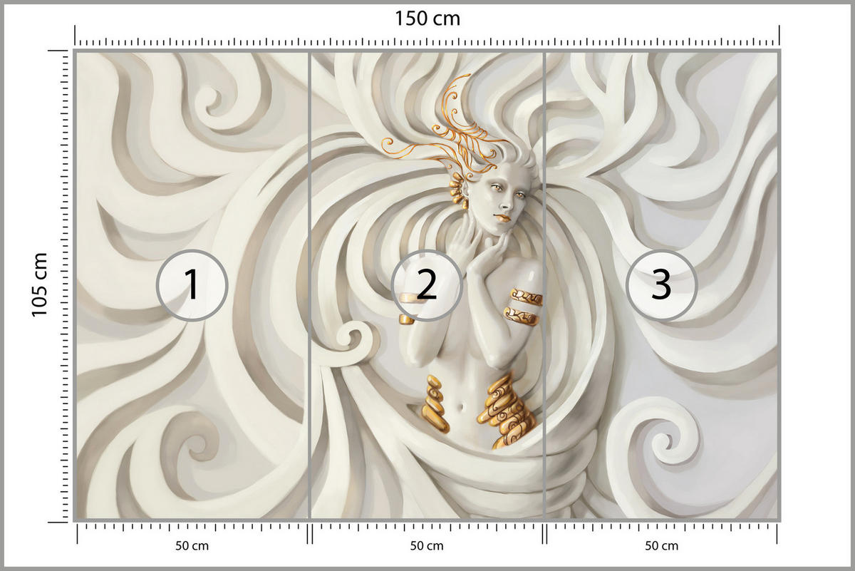 FOTOTAPETE Medusa Abstraktion 3D Effekt 150x105 - Beige, Papier (150/105cm) - Muralo