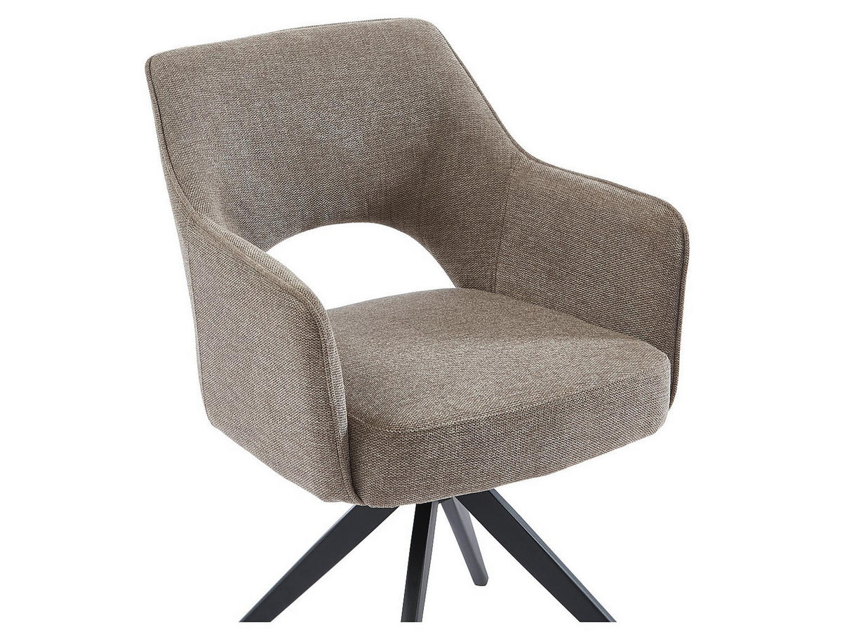 BÜROSTUHL Drehstuhl mit Armlehnen 6er-Set - Stoff & Metall - Taupe - KONYA - Braun, Textil (59/84/58cm) - Vente-Unique