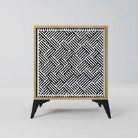 SIDEBOARD TEMPORARY SEQUENCE, Eichefarben, 57,5x42x70,5 cm, Schwarze Metall-Sternfüße - Eichefarben/Multicolor, Holzwerkstoff/Metall (57.5/70.5/42cm) - SpaceRebels