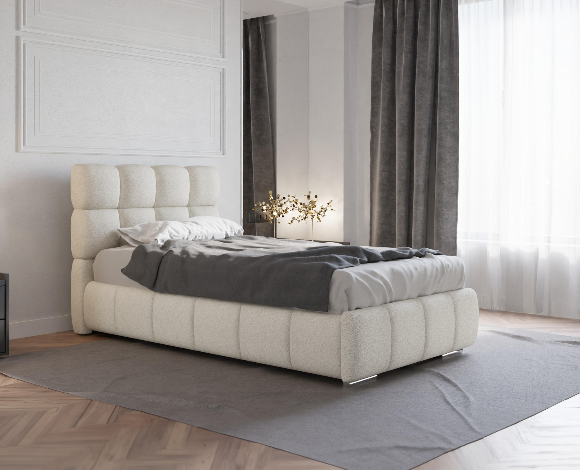 POLSTERBETT Bliss 100 x 200 cm mit Bettkasten und Lattenrost Federkernmatratze BONEL H3 - beige - Beige, Holz (100/200cm) - Panda Möbel