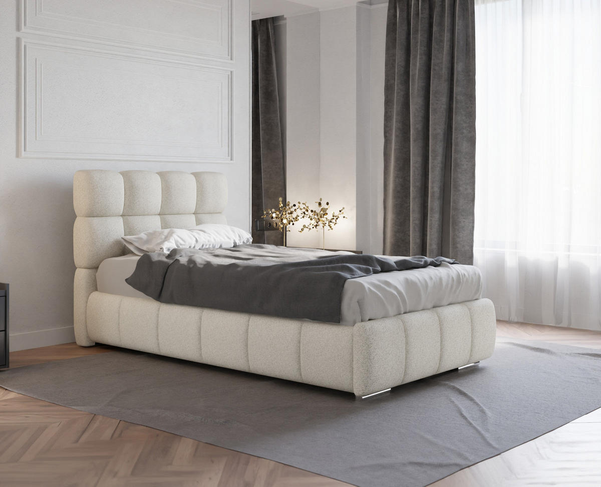 POLSTERBETT Bliss 100 x 200 cm mit Bettkasten und Lattenrost Federkernmatratze BONEL H3 - beige - Beige, Holz (100/200cm) - Panda Möbel