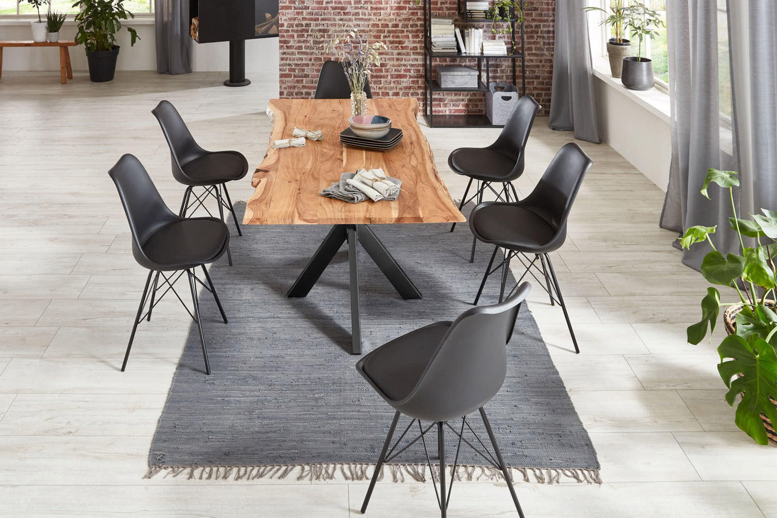 ESSTISCH HELENE - Beige/Schwarz, Holz/Metall (90/180/77cm) - SAM