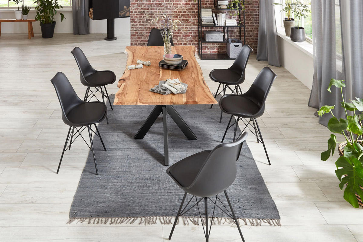 ESSTISCH HELENE - Beige/Schwarz, Holz/Metall (90/180/77cm) - SAM