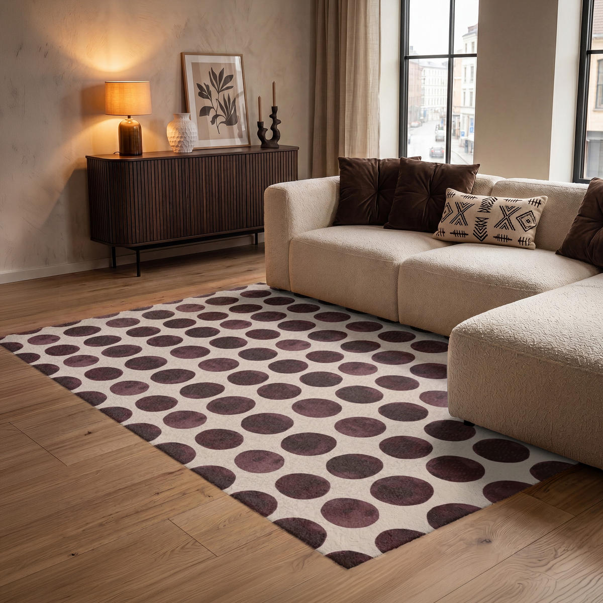 KOBERCE - Bodky - Vzor - Hnedý - 140x200 cm - tmavohnedá, textil/plast (140/0.4cm) - OnlyWow