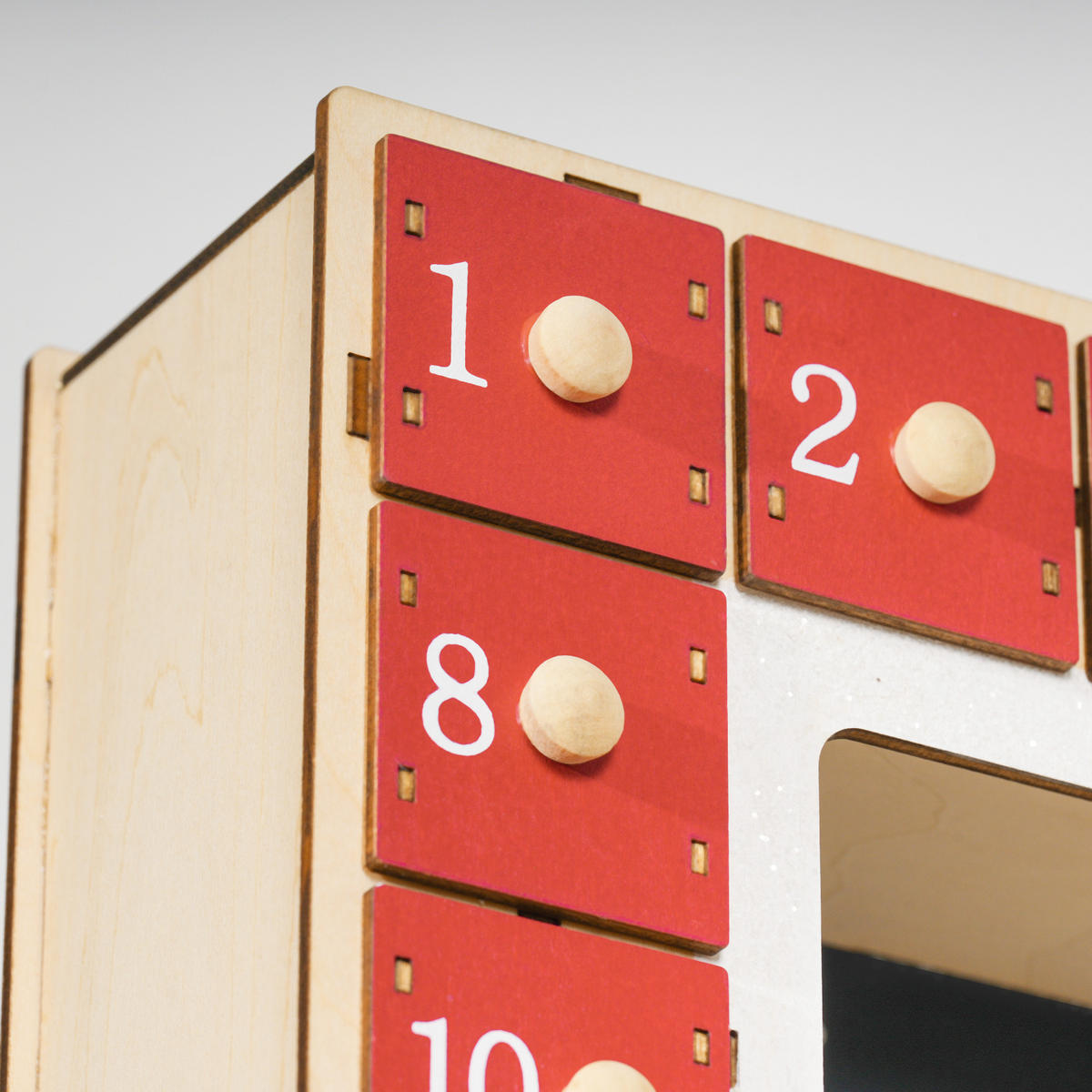 WEIHNACHTS-ADVENTSKALENDER - Rot, Holzwerkstoff (7/34/34cm) - HOMCOM