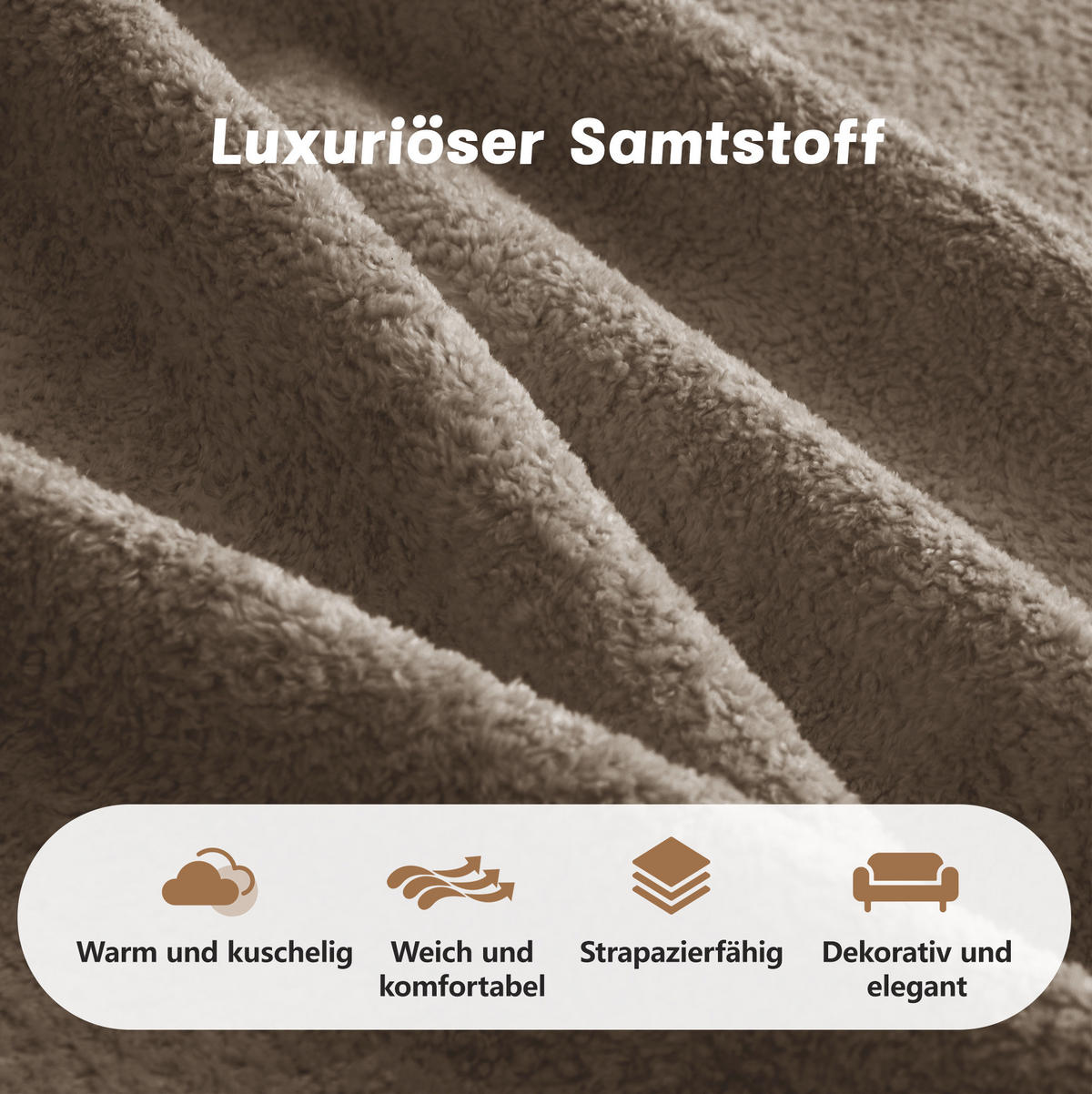 ECKSOFA 288/167/70 cm in Braun aus Samt mit Hocker - Braun, Textil (167/288cm) - Flora Grace