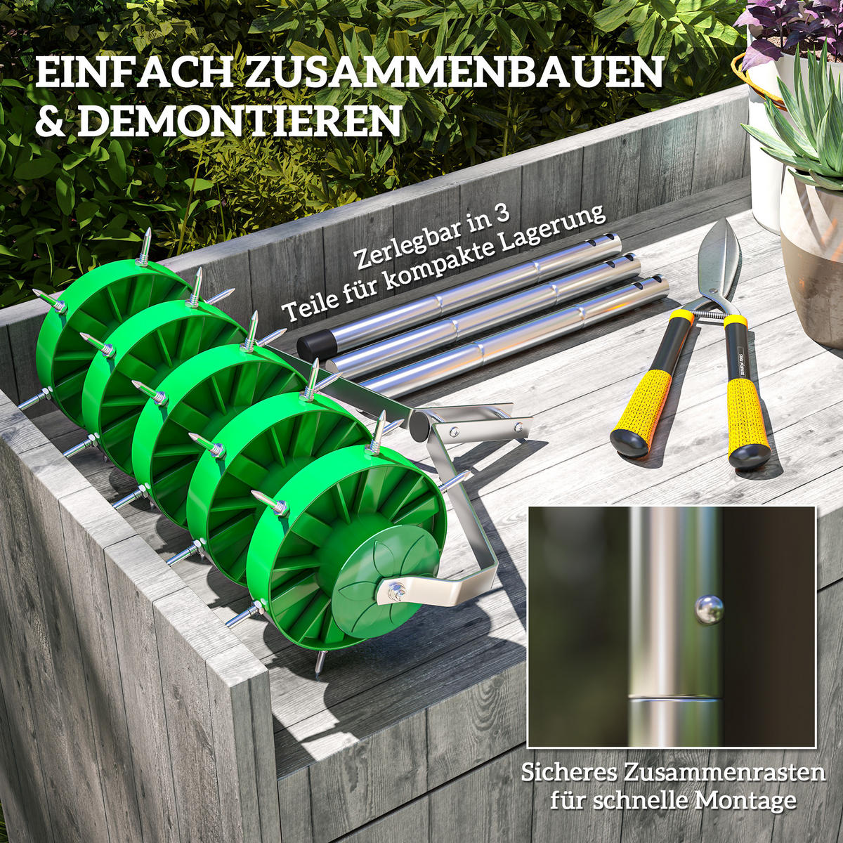 RASENLÜFTER AERIFIZIERER DE-10045 Dunkelgrün - Grün, Metall (21/140/45cm) - ComfortXL