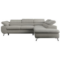 ECKSOFA PETER L Hellgrau Boucle - Rechts Seite - Hellgrau/Schwarz, Textil/Metall (273/208cm) - MKS
