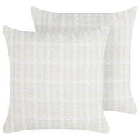 DEKOKISSEN 2er-Set Beige 45/45 cm Douris - Beige/Weiß, Textil (45/45cm) - Beliani