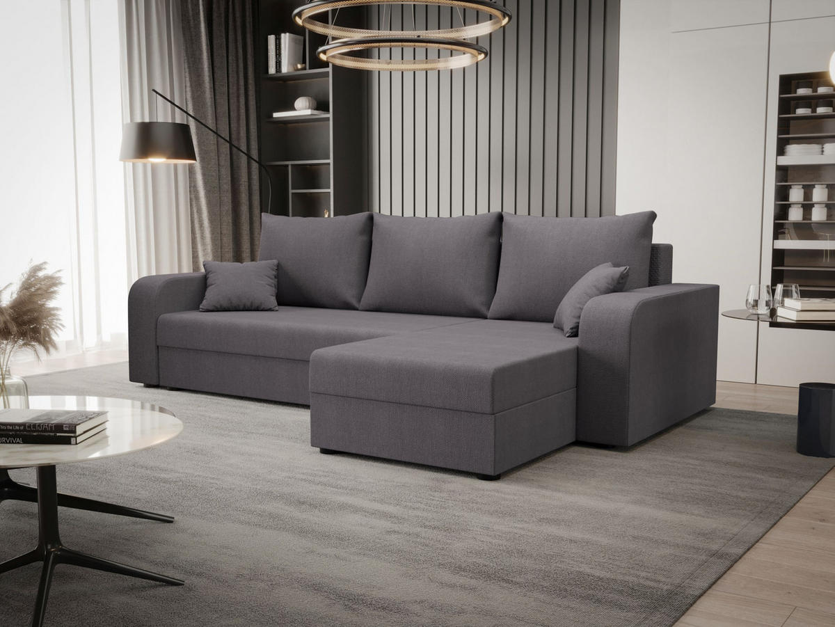 ECKSOFA HEWLET L BIS Cosmic 160 Rechts mit Schlaffunktion - Grau, Textil (240/140cm) - Bedante