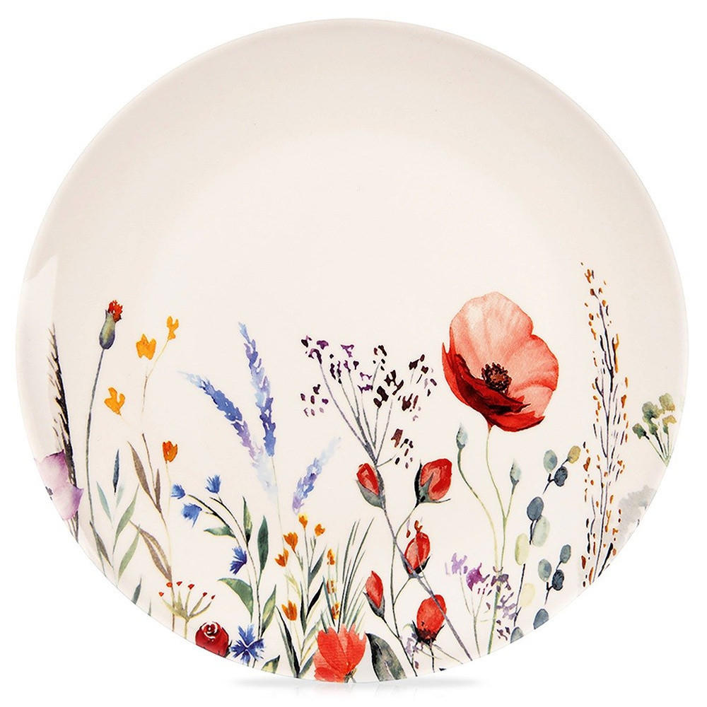 SPEISETELLER Maki Wildblumen weiß - Weiß, Keramik (27/27/2.3cm) - Orion 