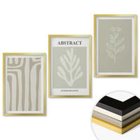 WANDBILDER 3er Set - 40x60 cm Goldrahmen - Abstrakte Pflanzenmuster - Goldfarben, Kunststoff (40/60cm) - ArtPrintCave