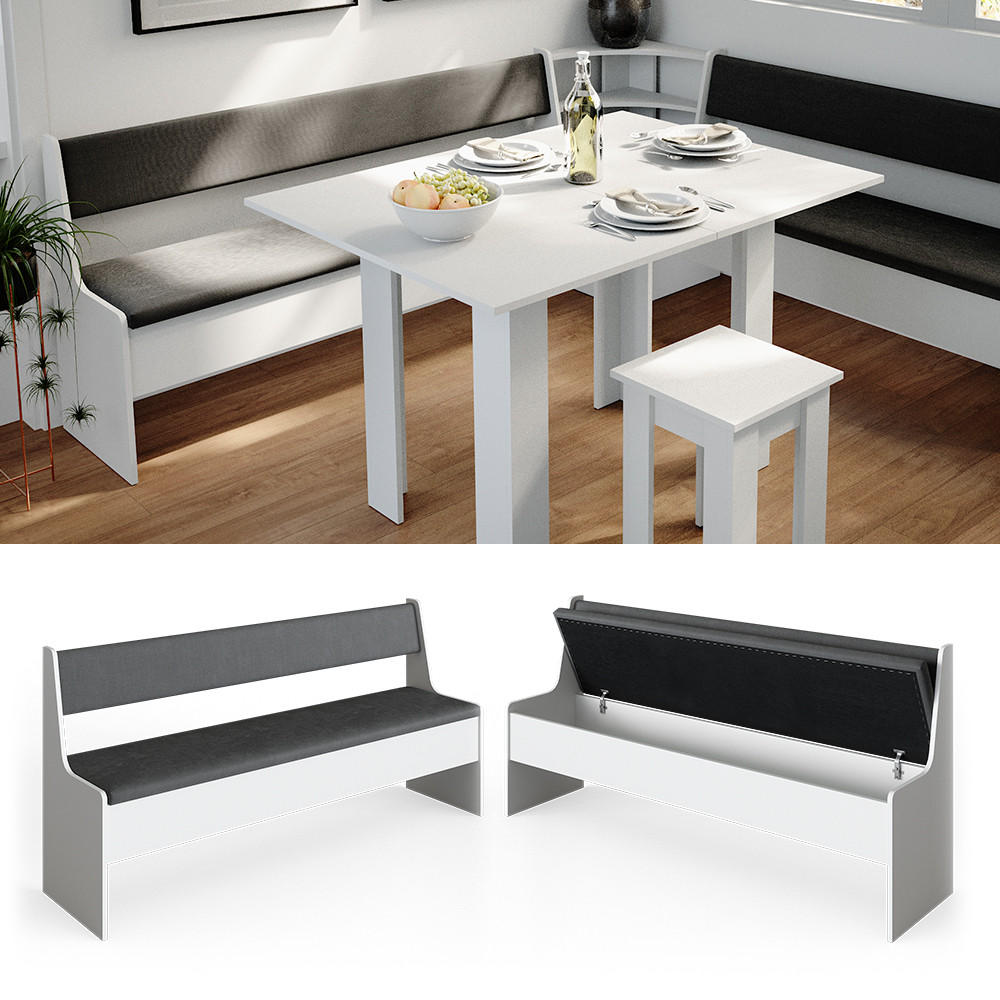 ESSZIMMER-ECKBANK Roman Weiß 166.6 x 41.5 cm - Anthrazit/Weiß, Holzwerkstoff (41.5/80/166.6cm) - Vicco
