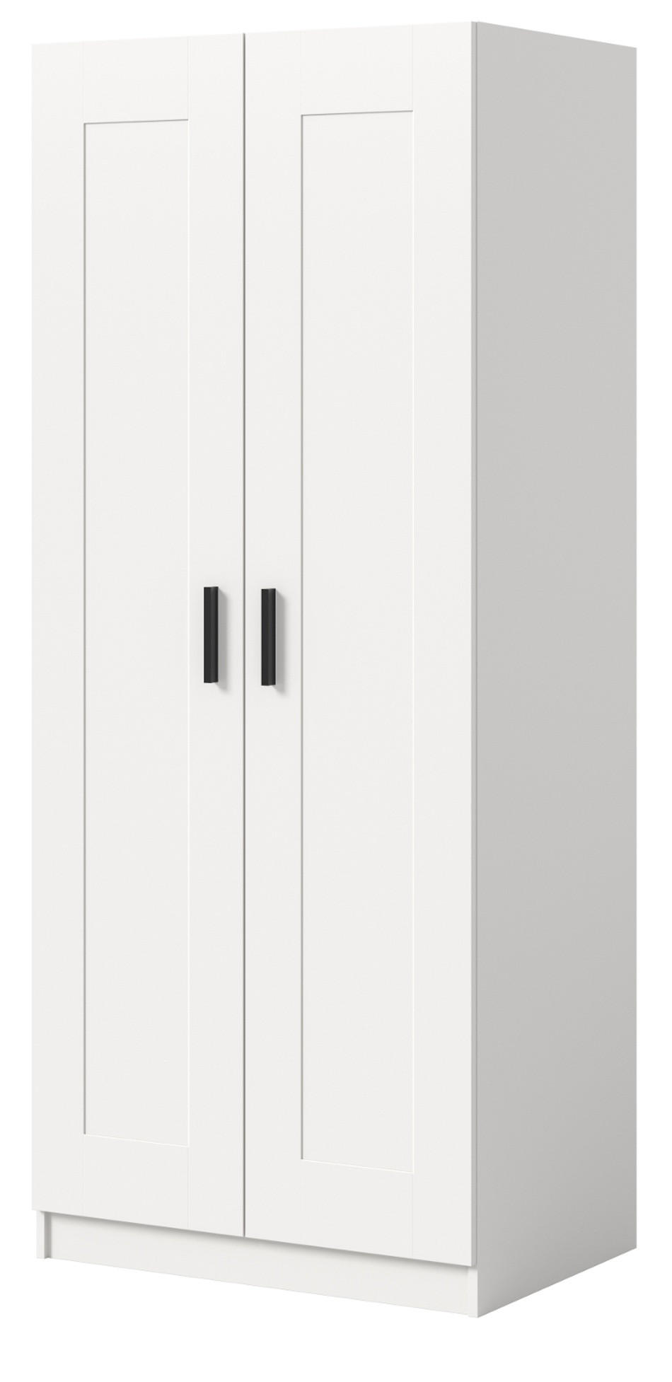KLEIDERSCHRANK in weiß 80 x 194 cm, Drehtürenschrank 2-türig skandinavisch - Schwarz/Weiß, Holzwerkstoff/Kunststoff (80/194/56cm) - Inn.Furn