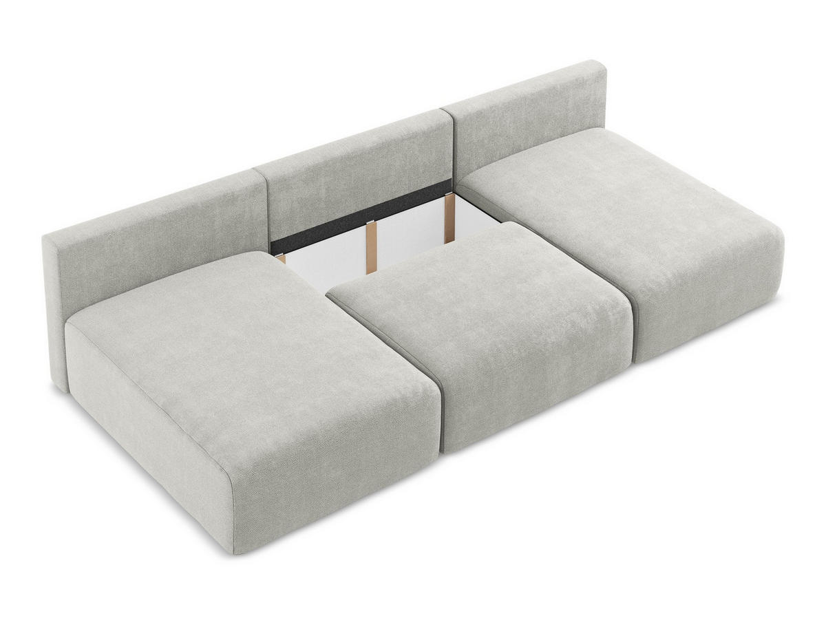 WOHNLANDSCHAFT Chenille Stoff Grau - Hellgrau/Schwarz, Kunststoff/Textil (304/79/149cm) - Makamii