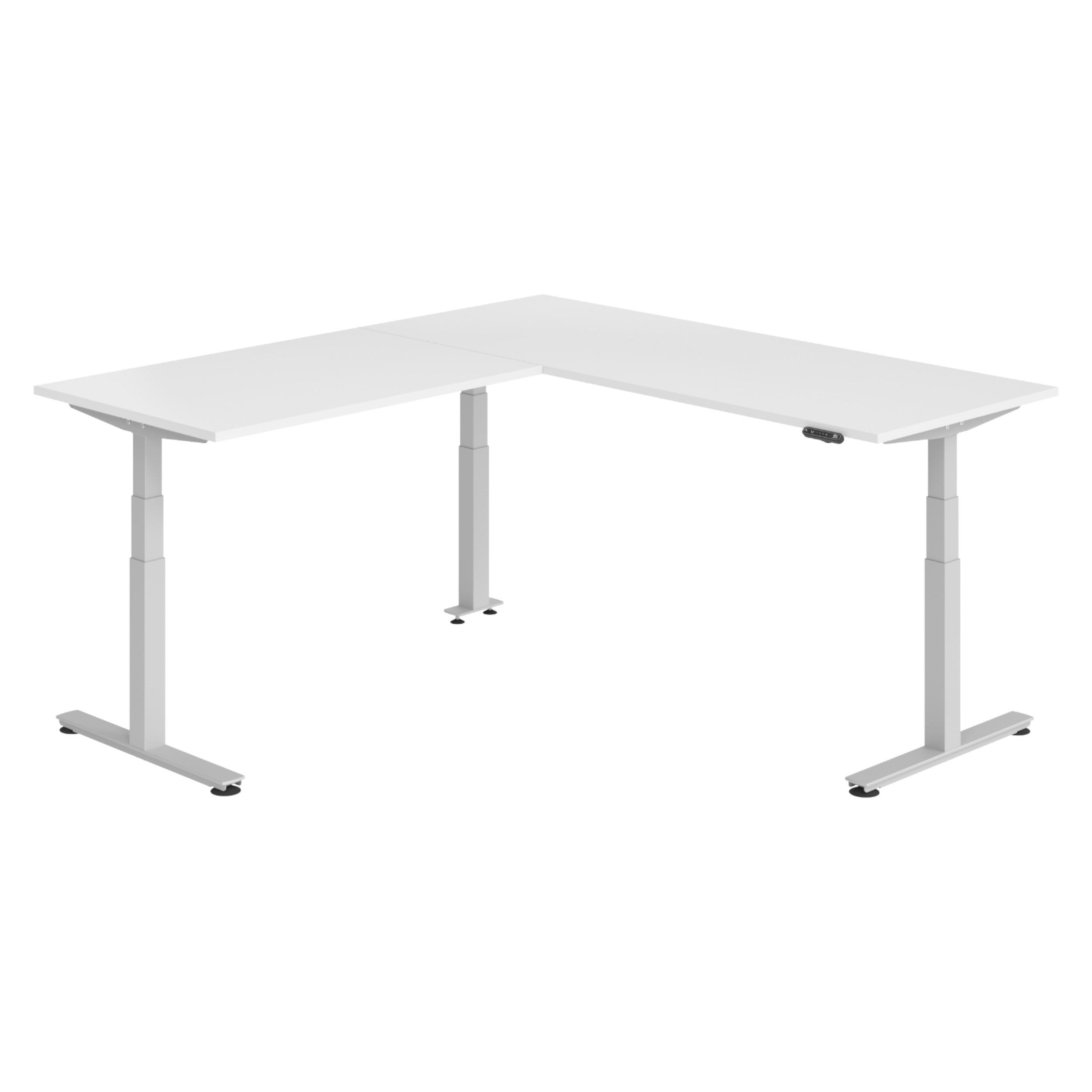 bümö Eckschreibtisch Weiß, Silber 200x74x220 cm