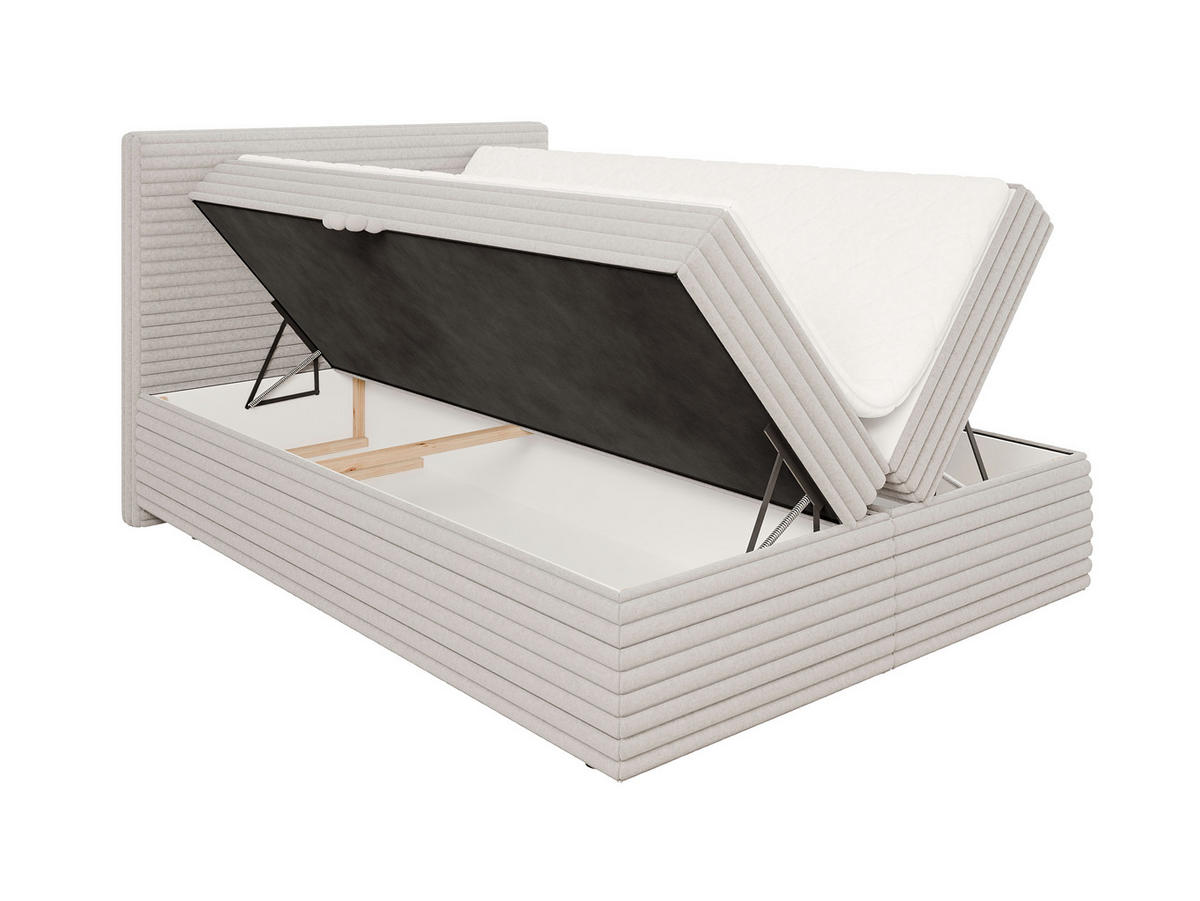 BOXBETT Roma 140/200 cm Hellgrau Plüschcord - Hellgrau/Schwarz, Holz/Kunststoff (140/200cm) - S-Style Möbel