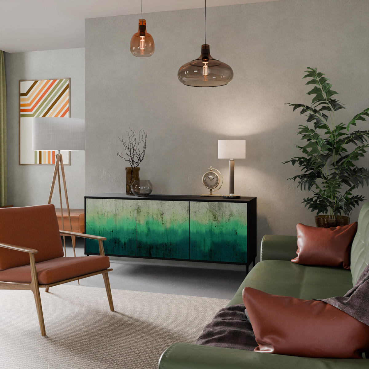 SIDEBOARD NORTHERN LIGHTS, Eicheneffekt, 164,5x42x77,5 cm, 3 Türen - Eichefarben/Buchefarben, Holzwerkstoff/Buchenholz (164.5/77.5/42cm) - SpaceRebels