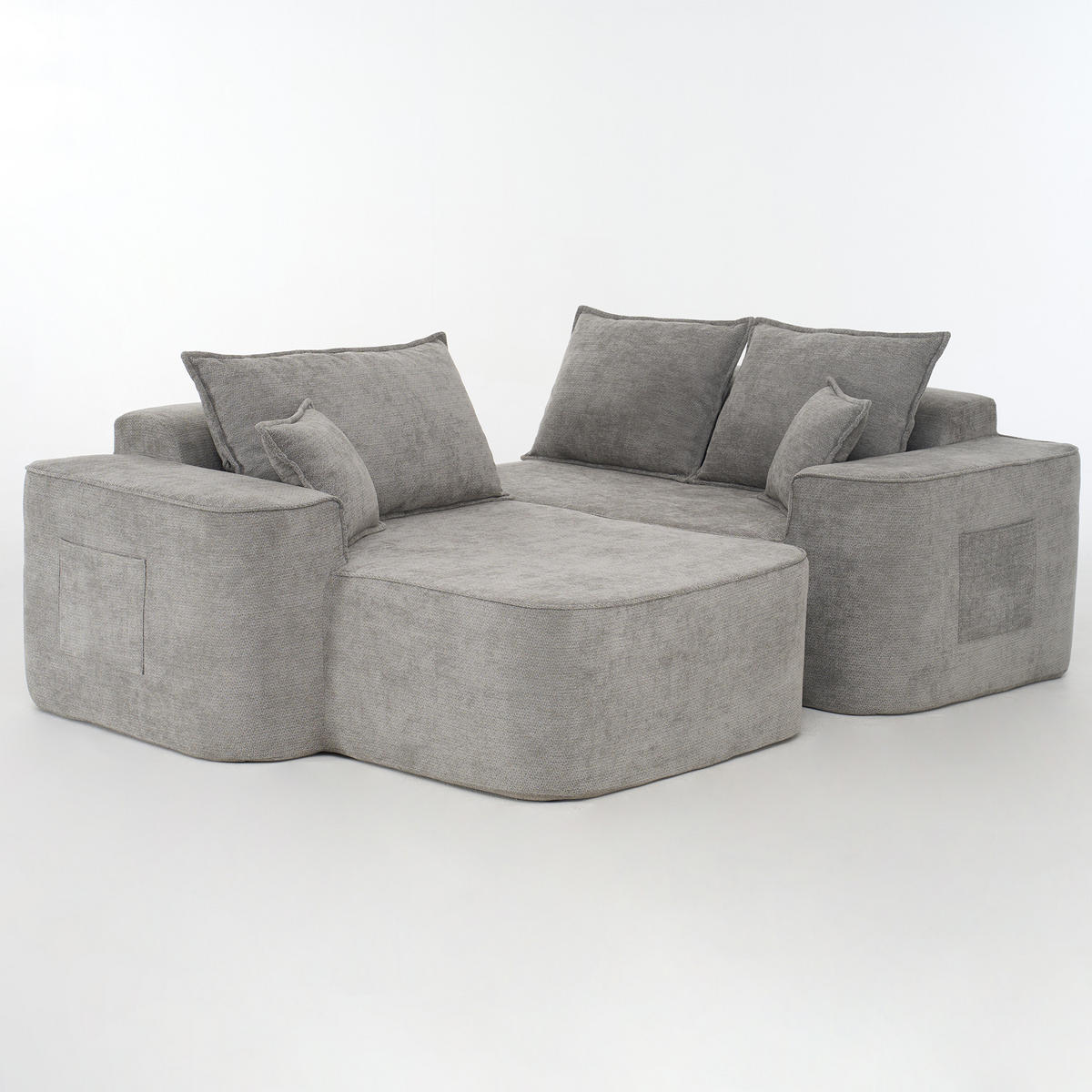 ECKSOFA 262/144/65 cm Grau mit Aufbewahrungsbeutel - Grau, Textil (262/144cm) - Oxeza