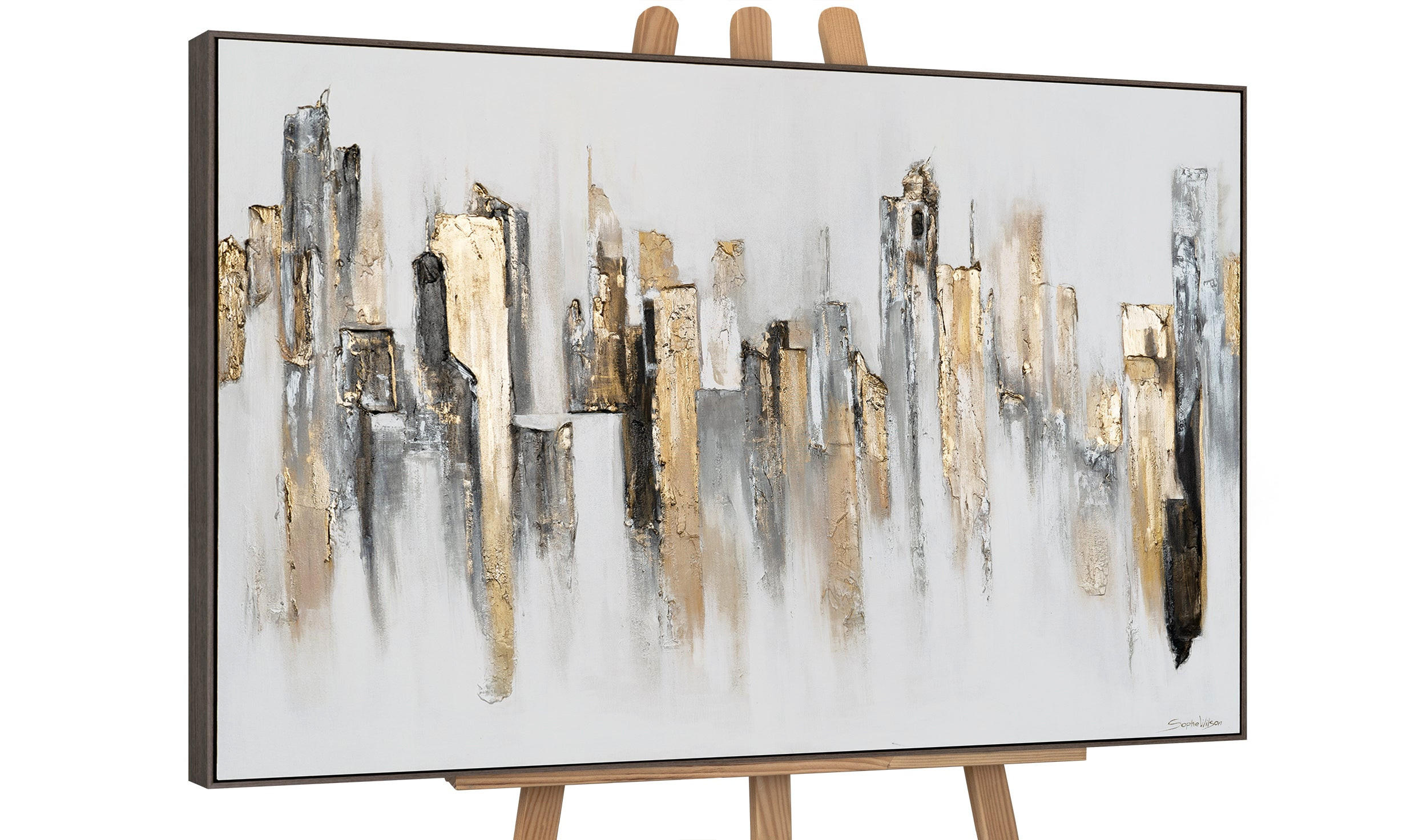 GEMÄLDE Stadtrhythmen Schattenfugenrahmen Grau 180x120 cm - Grau, Holz (180/120cm) - YS-art gallery